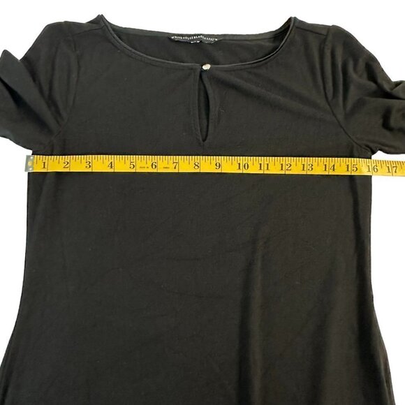 WHBM Stretchy T-shirt Knit Minimal Classic Little Black Dress Ruffle Hem - Picture 6 of 11